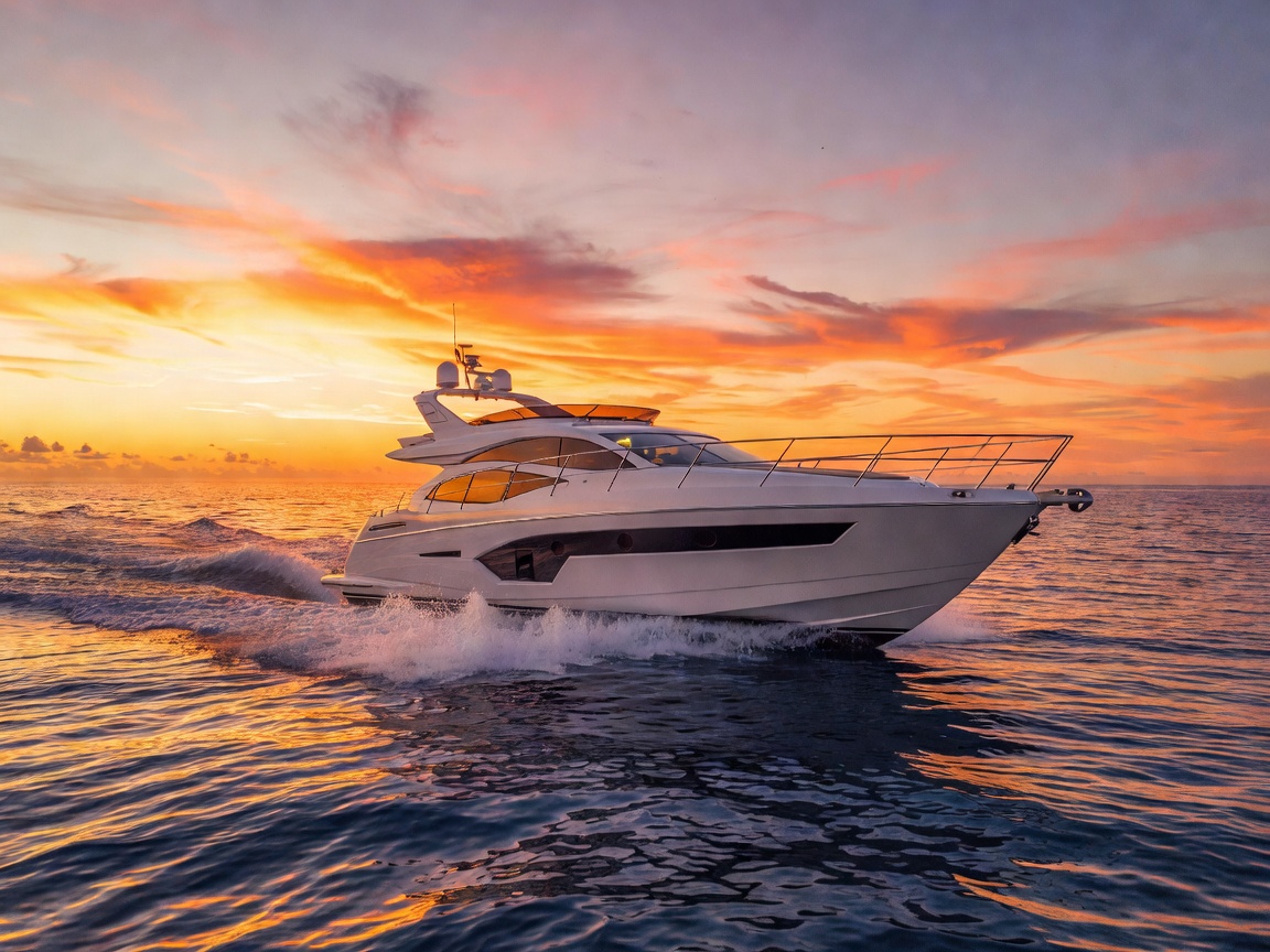 Aerolus Compact 34 yacht navigating coastal water at sunset
