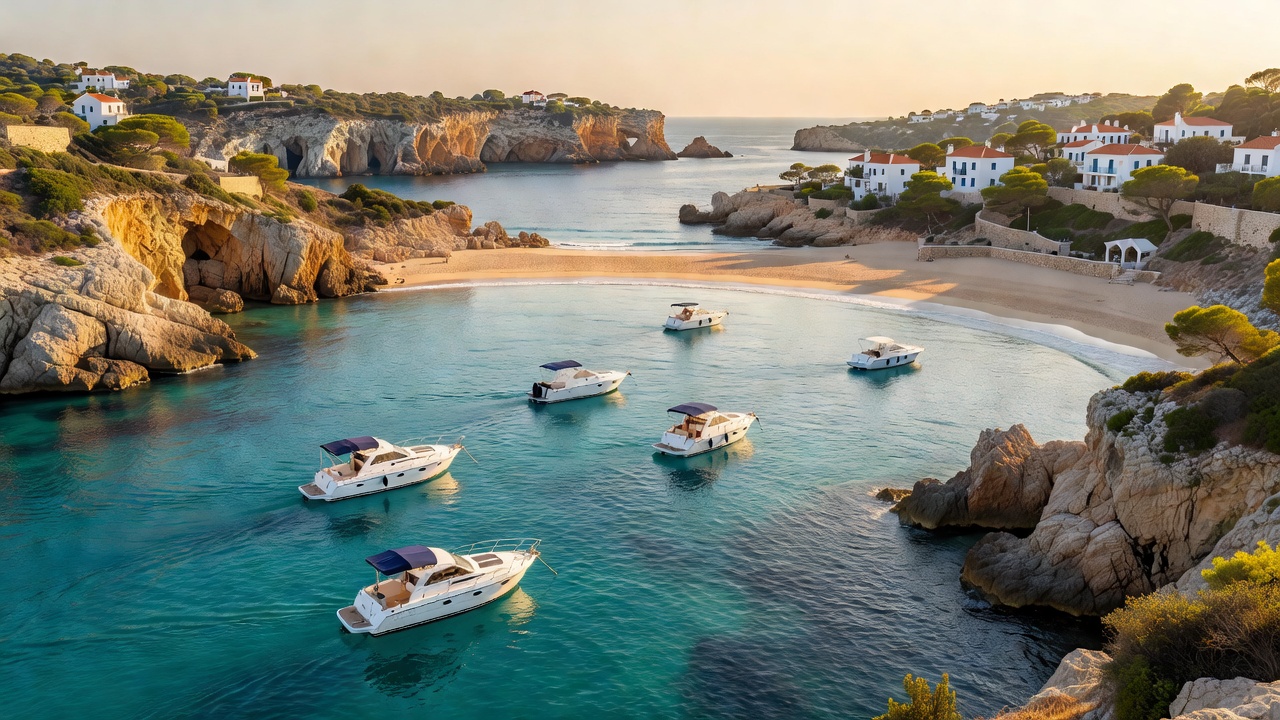 Panoramic view of Mediterranean coast ideal for compact mini yachting